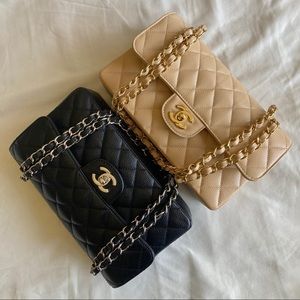 Chanel vintage black caviar shw small classic flap